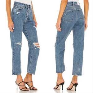 Pistola Cassie Crop Super High Rise Straight Leg Distressed Jeans in Elixir